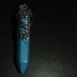 Silver ornate turquoise crystal pendant